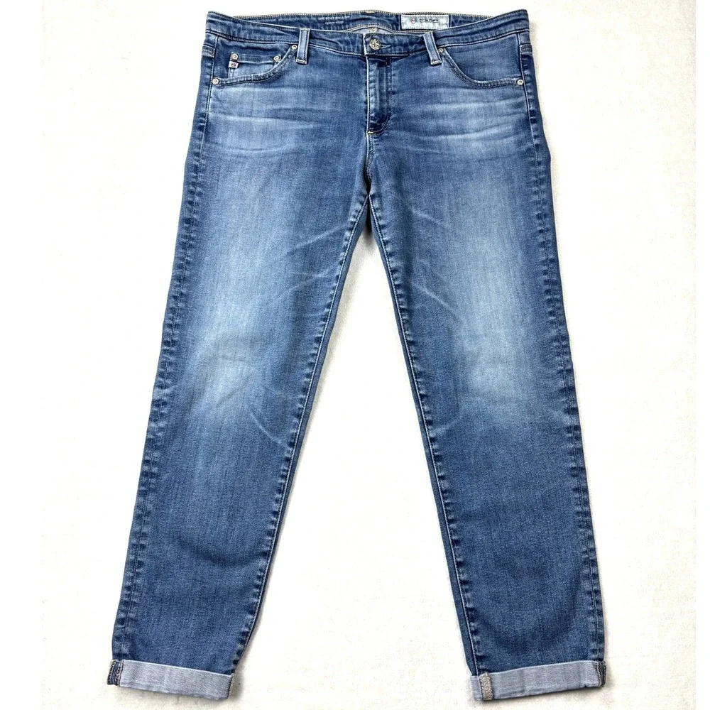 AG Adriano Goldschmied The Stilt Roll Up Cigarette Jeans Blue Size 32 Made USA‎